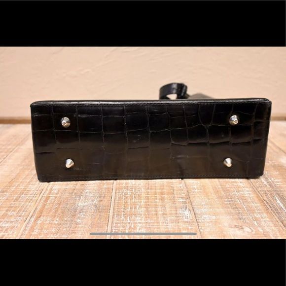 OROTON EMBOSSED CROC HOBO SHOULDER BAG PURSE BLACK - Picture 12 of 12